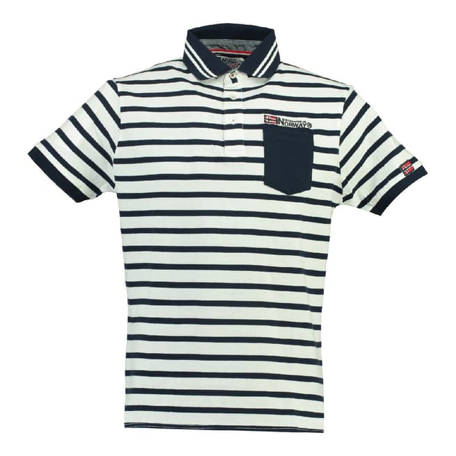 Geographical Norway Navy/White Kungfu Cotton Polo Shirt