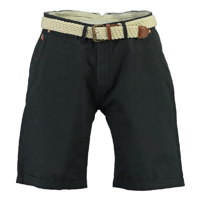 Geographical Norway Navy Peluche Cotton Shorts