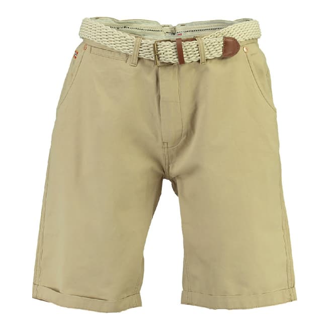 Geographical Norway Beige Peluche Cotton Shorts