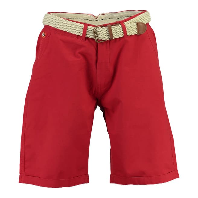 Geographical Norway Red Peluche Cotton Shorts