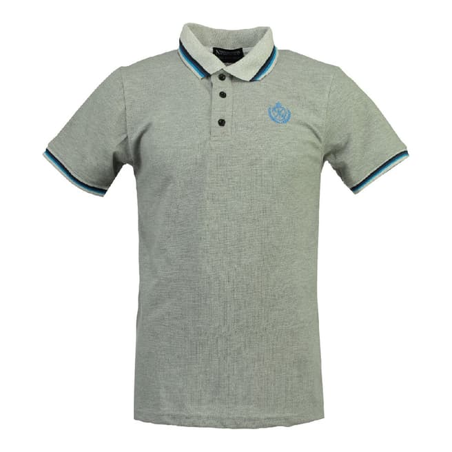 Geographical Norway Grey/Blue Karaibe Cotton Polo Shirt