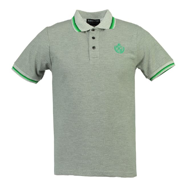Geographical Norway Grey/Green Karaibe Cotton Polo Shirt