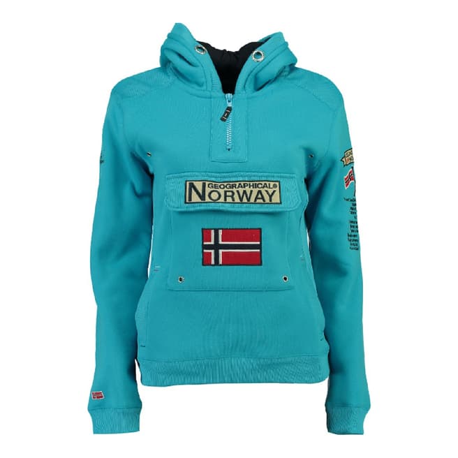 Geographical Norway Boy's Turquoise Gymclass Hooded Jumper