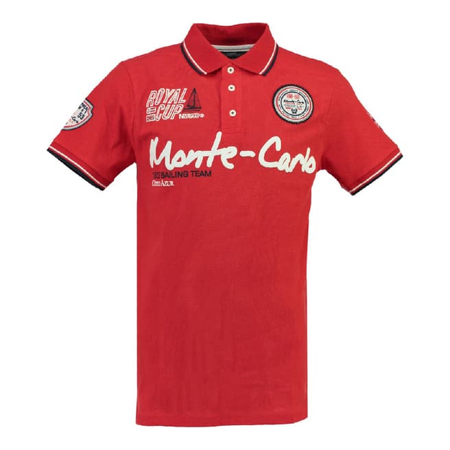 Geographical Norway Boy's Red Karo Polo Shirt