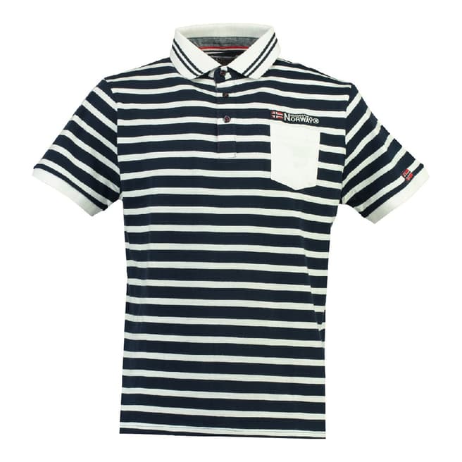 Geographical Norway Boy's Navy/White Kungfu Polo Shirt