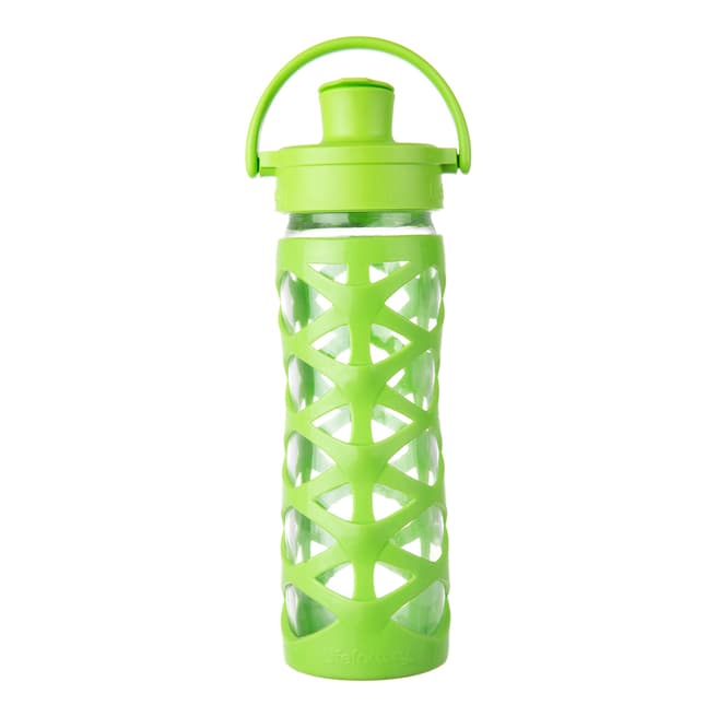Lifefactory Lime Glass Bottle with Active Flip Cap, 450ml