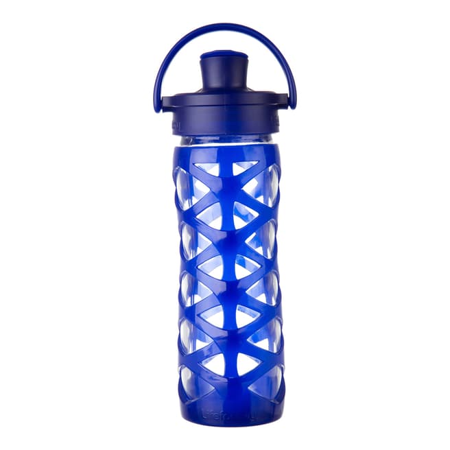 Lifefactory Sapphire Glass Bottle with Active Flip Cap, 450ml