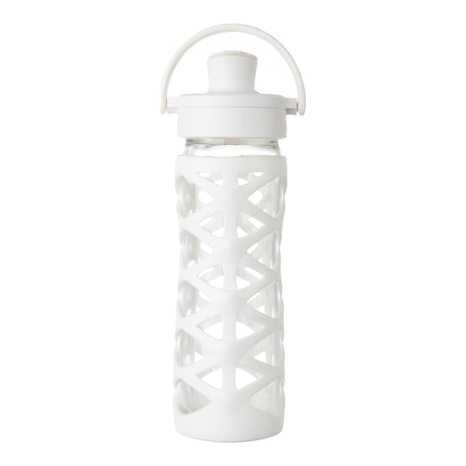 Lifefactory Optic White Glass Bottle with Active Flip Cap, 450ml