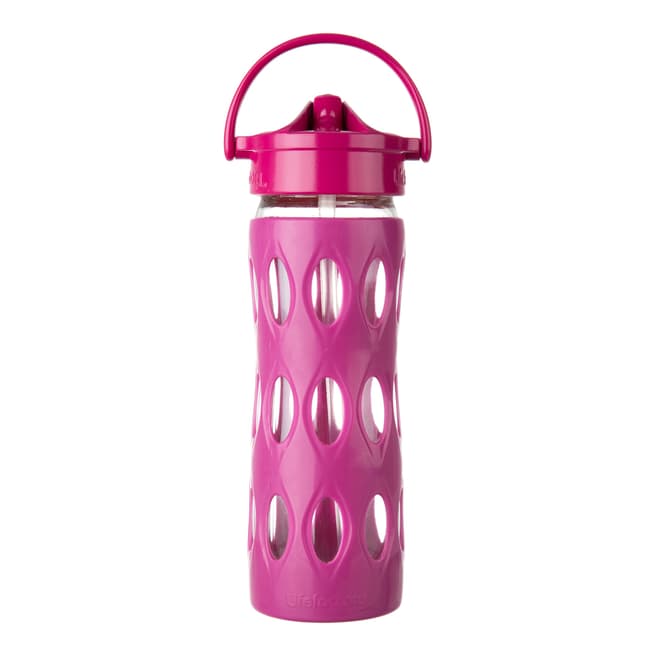 Lifefactory Ultra Pink Glass Bottle with Axis Straw Cap, 450ml