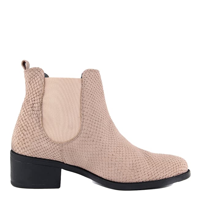 EJE Nude Leather Reptile Chelsea Ankle Boots