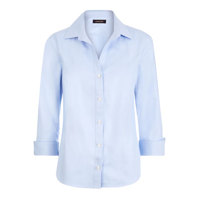 Jaeger Light Blue Herringbone Cotton Shirt