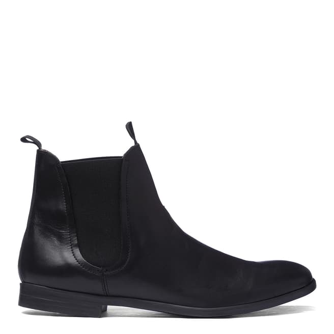 H by Hudson Black Leather Atherstone Classic Chelsea Boots 