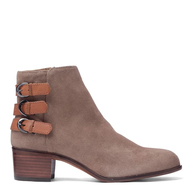H by Hudson Suede Taupe Buckle Eris Ankle Boots 