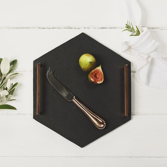 Just Slate Hexagonal Serving Tray with Copper Handles