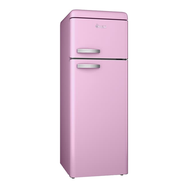 Swan Retro 208L Fridge Freezer, Pink