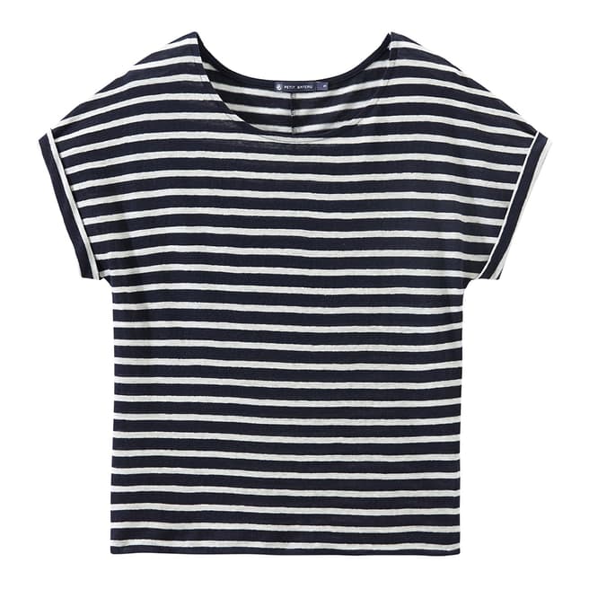 Petit Bateau Navy/White Striped Linen T-Shirt