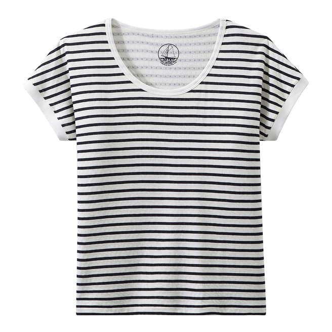 Petit Bateau White/Navy Striped Extra Fine Tube Knit T-Shirt