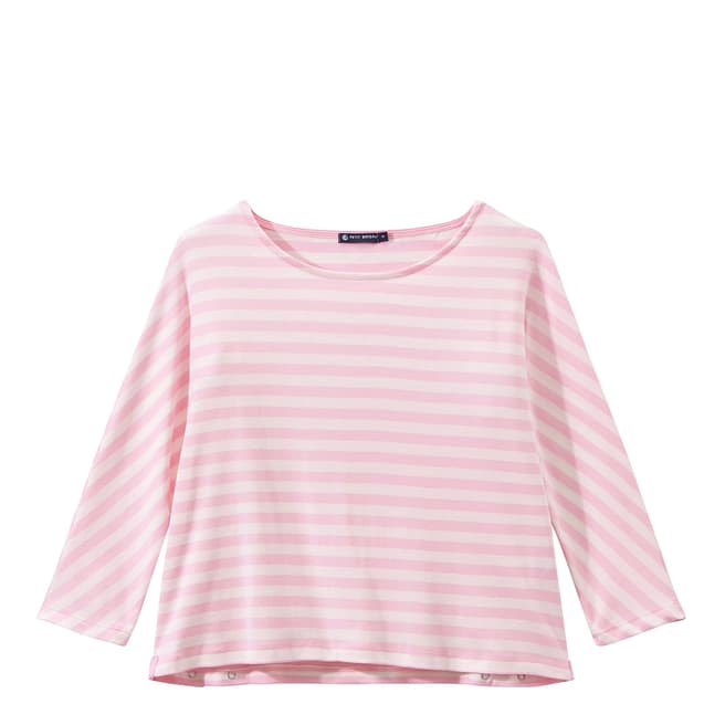 Petit Bateau Pink/Off White Striped Long Sleeve Top