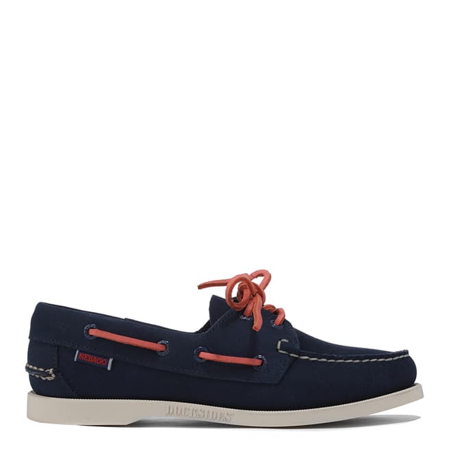 Sebago Women's Navy and Coral Suede Dockside Boat Shoes