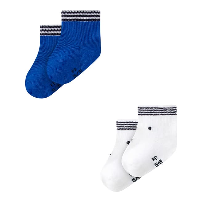 Petit Bateau Baby's Unisex Blue/White Two Sock Set