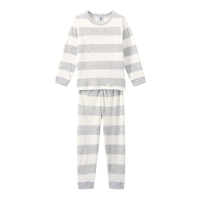 Petit Bateau Grey Striped Terry Cloth Bouclette Pyjamas