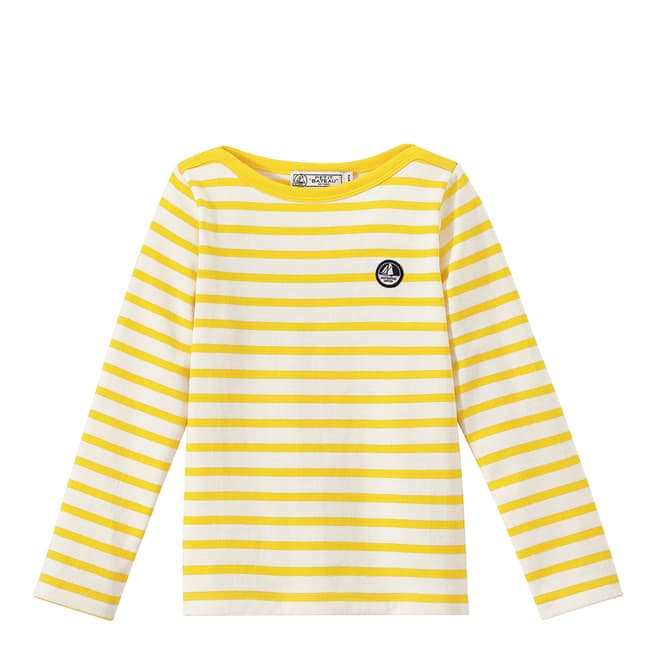 Petit Bateau Yellow Long Sleeve Striped T-Shirt