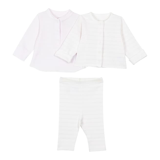 Petit Bateau Baby Girl's Pink/White Reversible Matching Set
