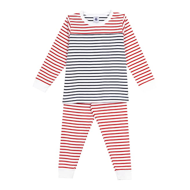 Petit Bateau Red/Navy Striped Pyjamas