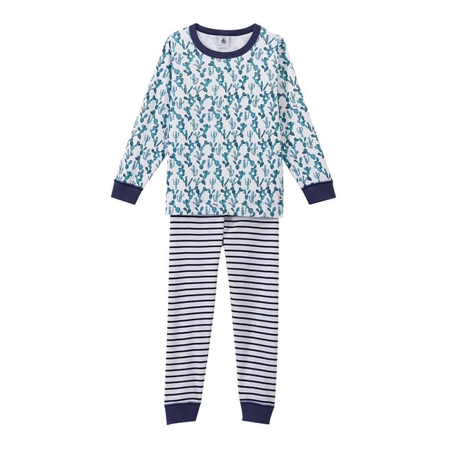 Petit Bateau Blue Multi Pyjamas With Print And Stripes