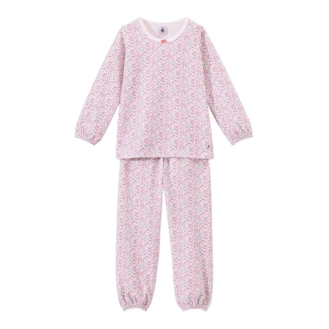 Petit Bateau Pink Multi Print Velour Pyjamas