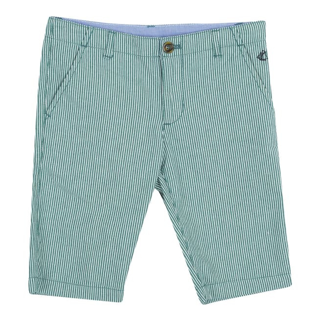 Petit Bateau Green Striped Bermuda Shorts