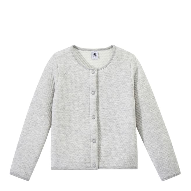 Petit Bateau Grey Quilted Double Knit Cardigan