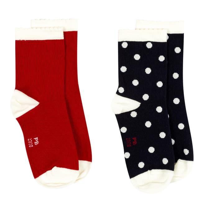 Petit Bateau Red/Navy 2 Pairs Of Socks Set