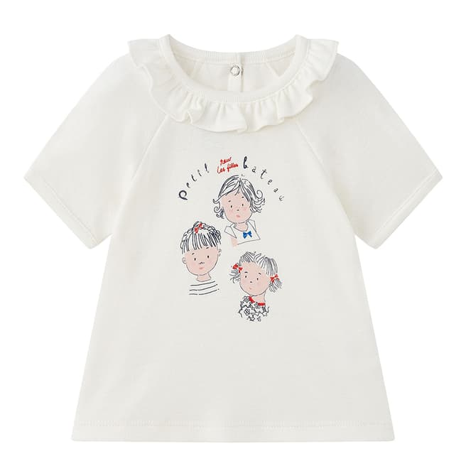 Petit Bateau Baby Girl's Cream Short Sleeve T-Shirt