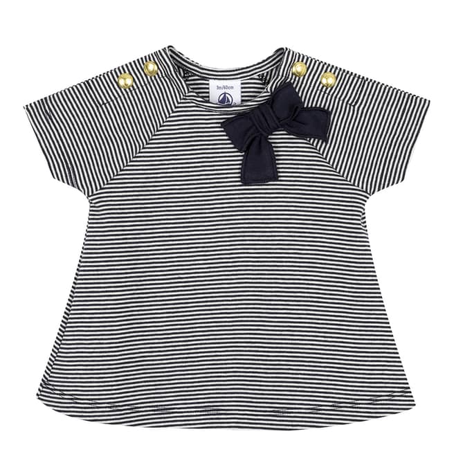 Petit Bateau Baby Girl's Navy/Cream Striped T-Shirt
