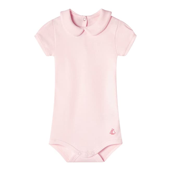 Petit Bateau Baby Girl's Light Pink Bodysuit With Collar