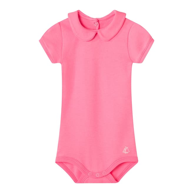 Petit Bateau Baby Girl's Pink Bodysuit With Collar