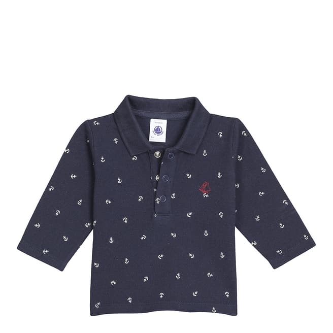 Petit Bateau Baby Boy's Navy Jersey Polo Shirt