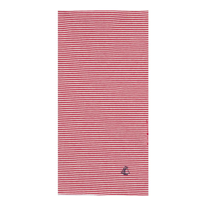 Petit Bateau Red Milleraies-Striped Long Scarf