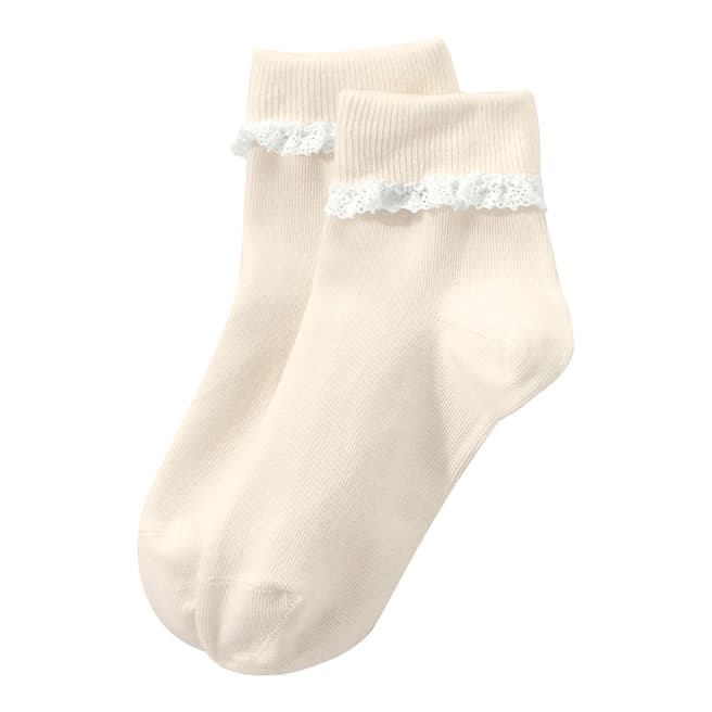 Petit Bateau Beige Lace-Trimmed Socks