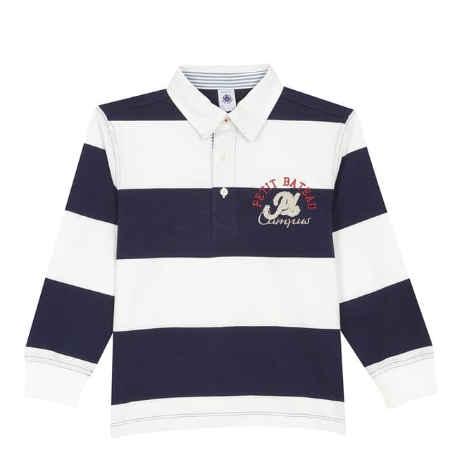 Petit Bateau Navy/Cream Striped Rugby Shirt