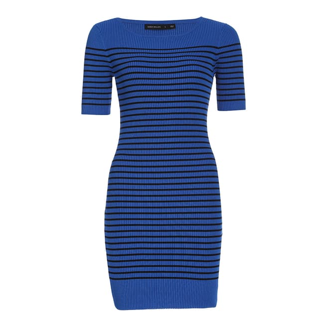 Karen Millen Blue Tonal Stripe Bodycon Dress