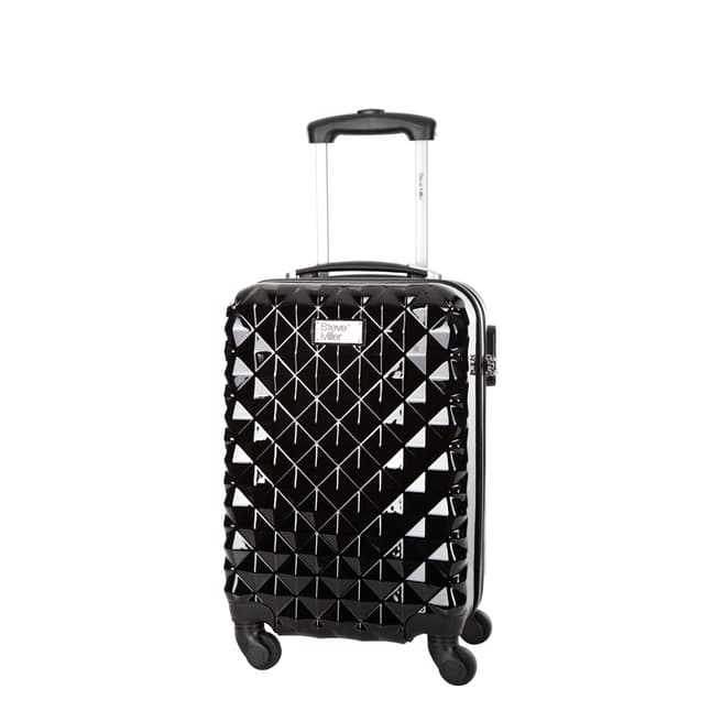 Steve Miller Black 4 Wheel Rigid Heart Cabin Suitcase 46 cm