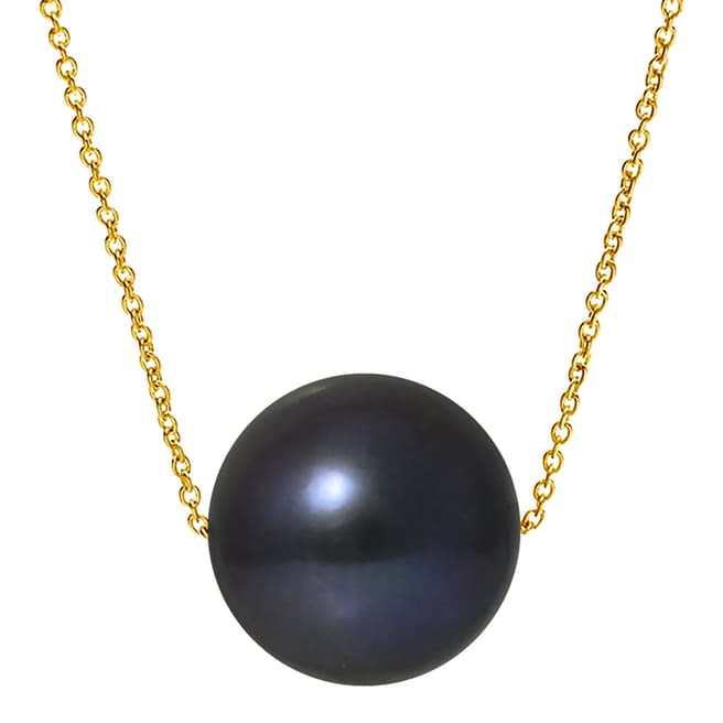 Atelier Pearls Black Tahitian Style Yellow Gold Freshwater Pearl Necklace