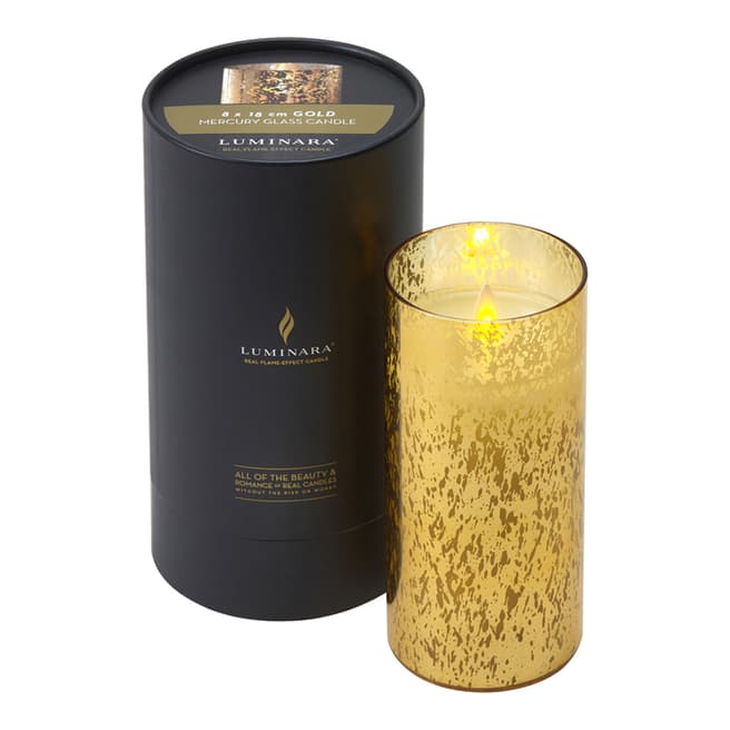 Luminara Gold Mercury Glass Candle 18cm