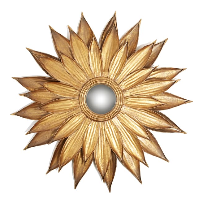 Two's Company Antiqued Gold Metal Sunflower 88cm Wall Mirror
