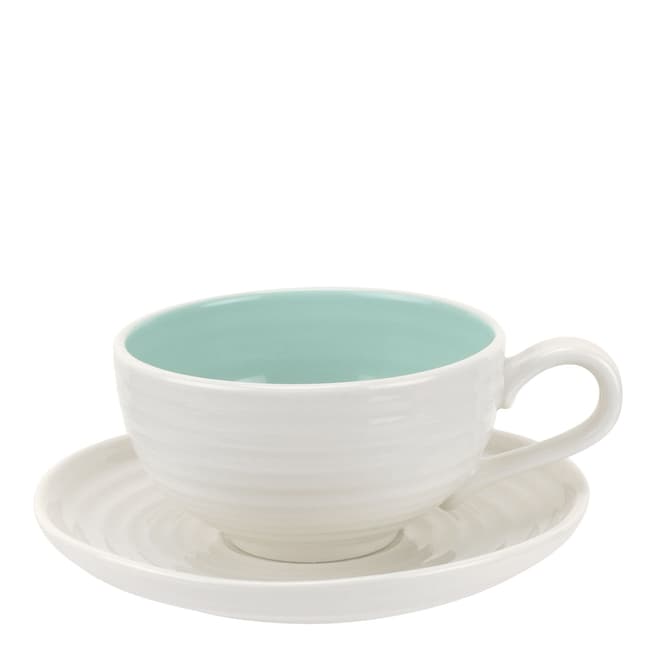 Sophie Conran Set of 4 Celadon Tea Cups & Saucers