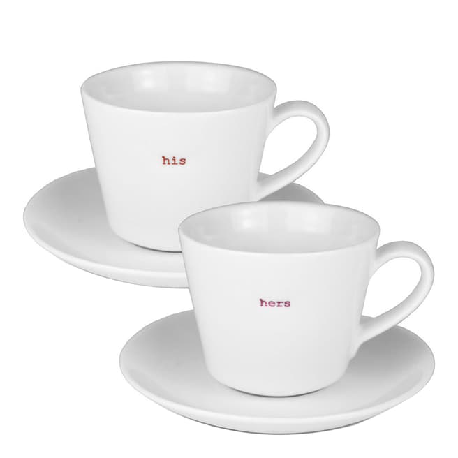Keith Brymer Jones Set of 2 Espresso Cup & Saucer - his and Hers in Gift Box