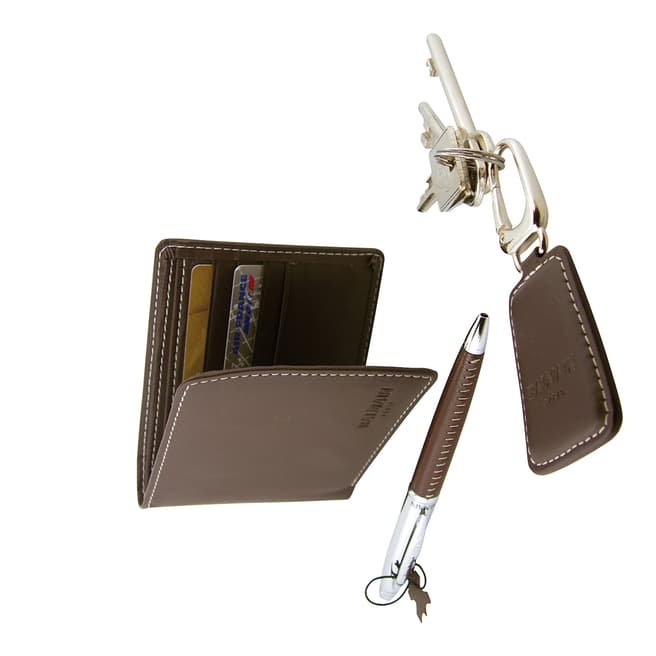 Balmain Brown Wallet & Key Chain