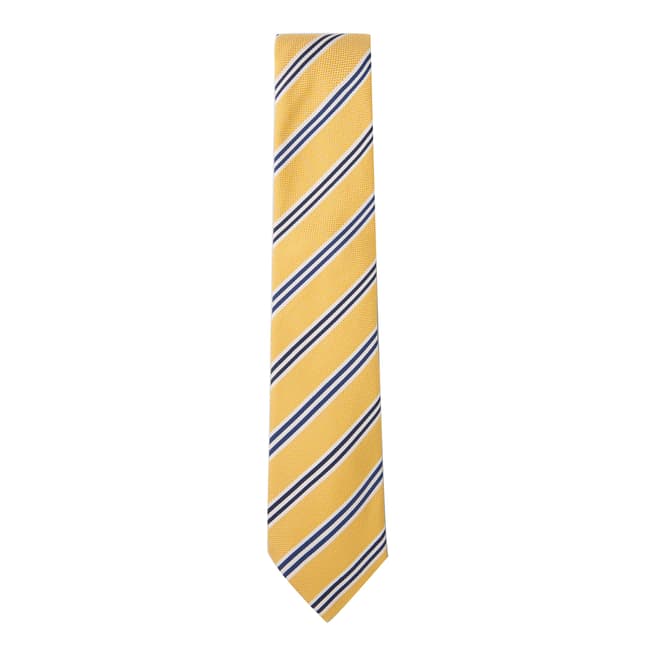 Hackett London Yellow Regular Stripe Silk Tie